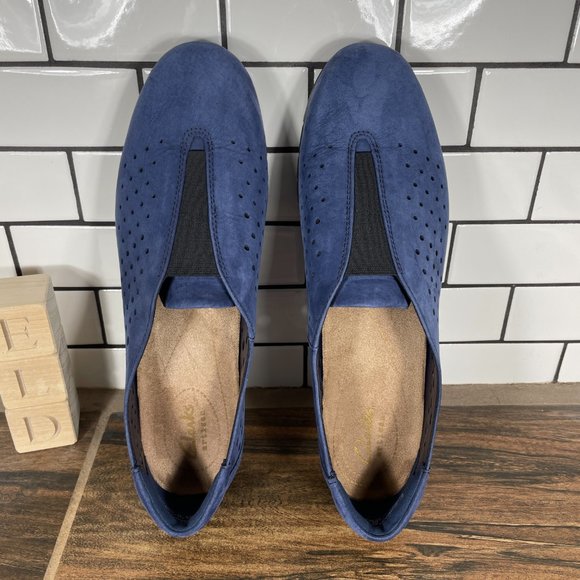 Clarks Daelyn Summit Women's Size 9 Shoes Blue Leather Comfort Wedge Loafer - Picture 6 of 12